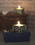 Blue Pottery Candle Holder Set - Green Base